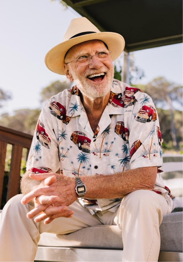 Gentleman laughing in the sun